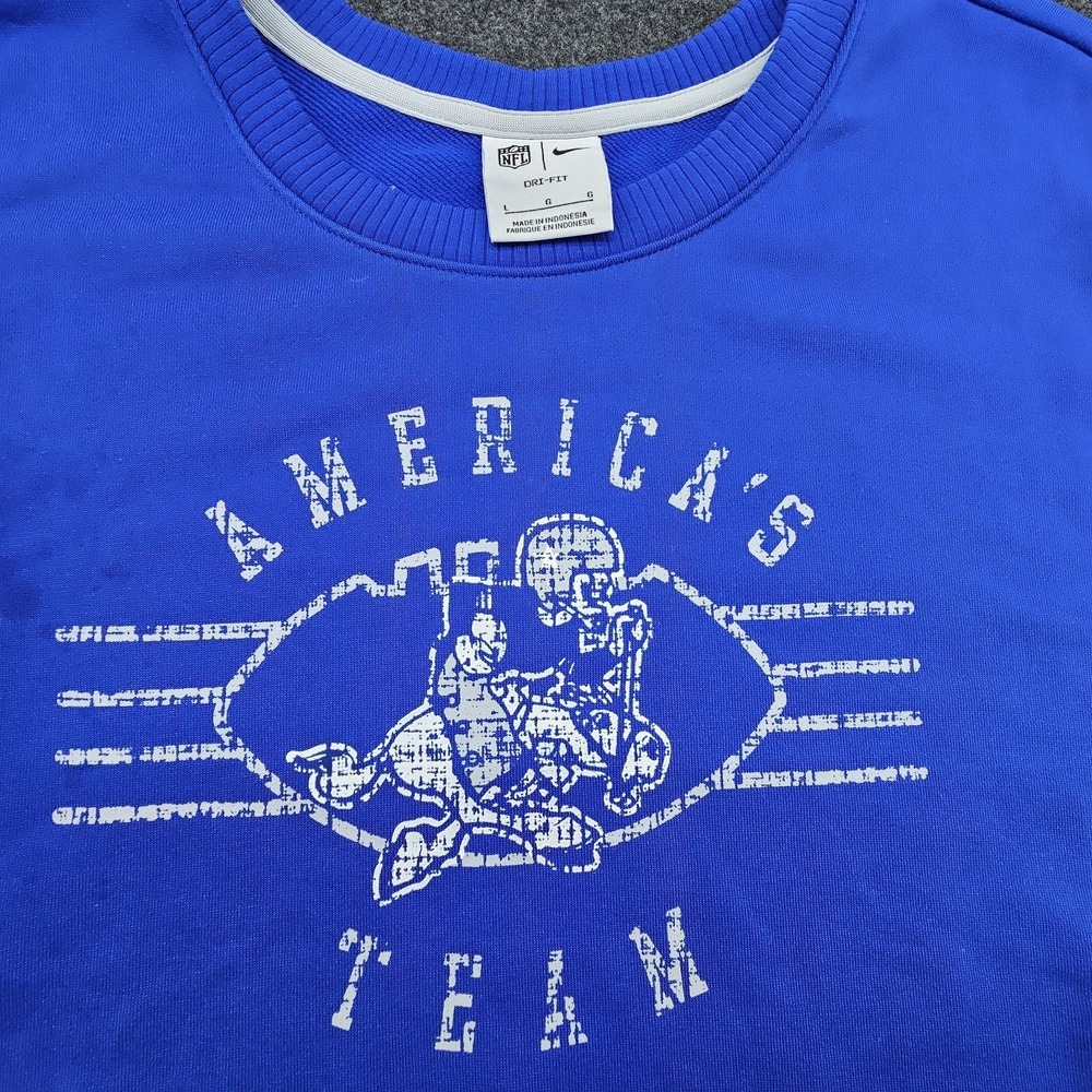 Nike Women's Medium Dallas Cowboys Historic Fleece Royal Crew - Picture 1 of 9